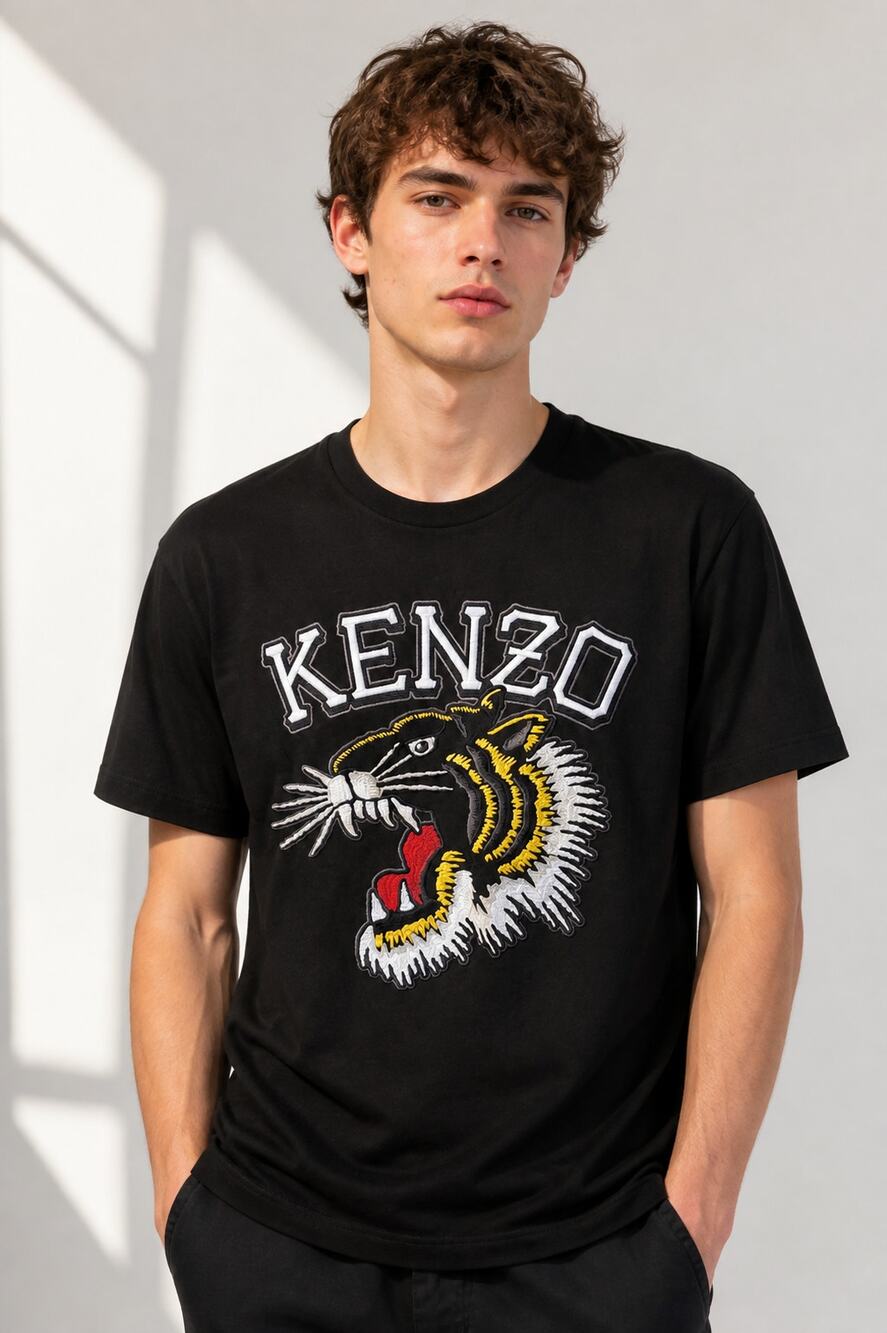Kenzo Black Embroidered Tiger Logo T-Shirt L